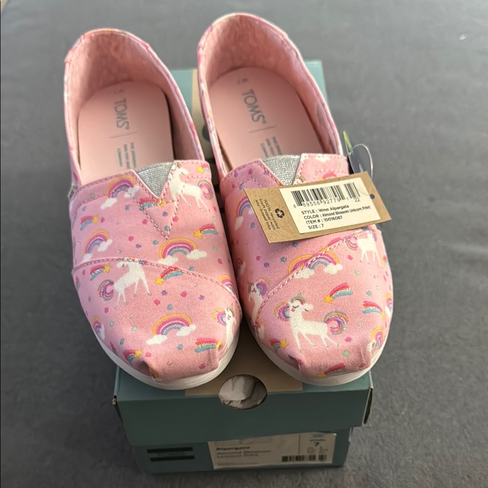 TOMS  Pink Unicorn Slip-On Shoes